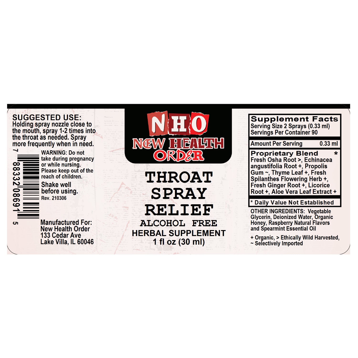 Throat Spray Relief (Alcohol Free) 1oz