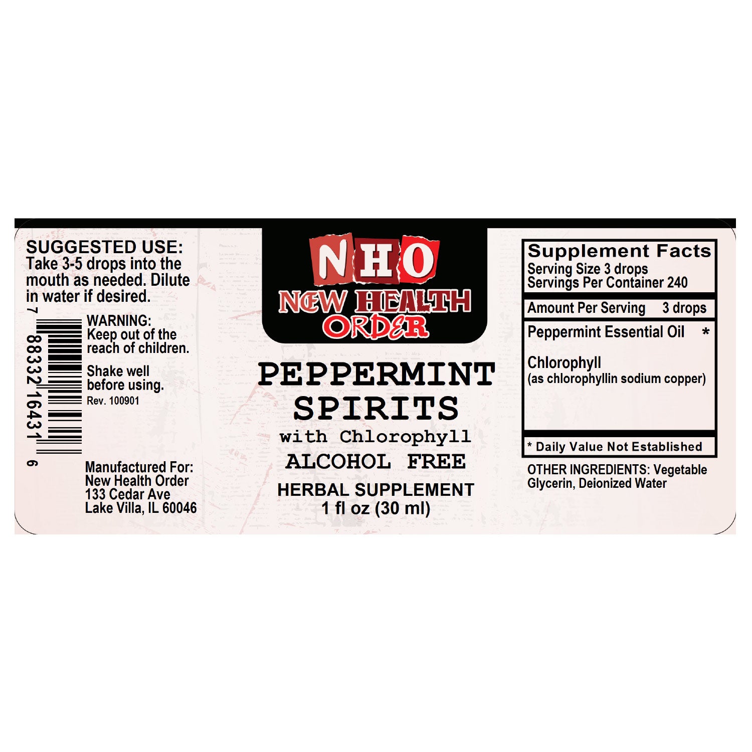 Peppermint Spirits w/ Chlorophyll (Alcohol Free) 1oz