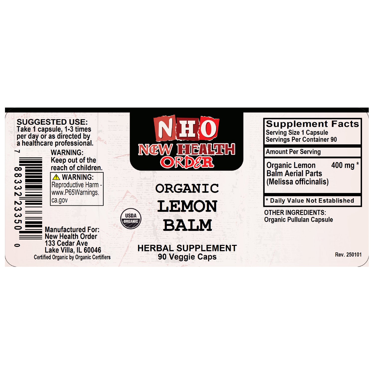 Organic Lemon Balm (90ct)